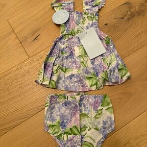 NWT Hill House The Tiny Ellie Nap Dress, Blue Hydrangea Cotton, Size 6–12 Mos